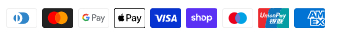 Accepted payments: Diners Club, Mastercard, Google Pay, Apple Pay, Visa, Shop Pay, Maestro, UnionPay, American Express